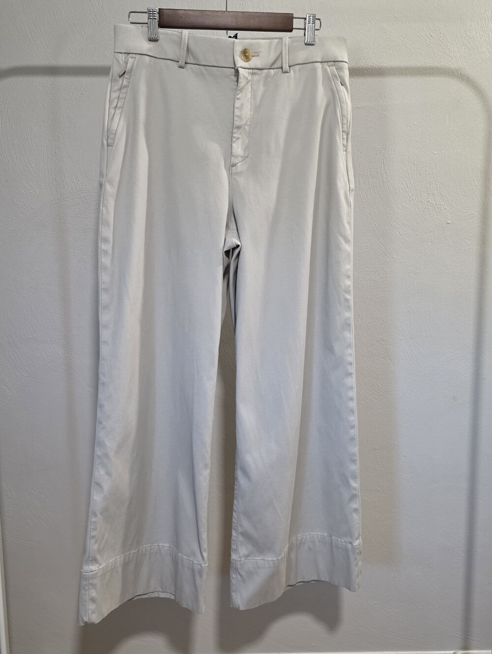Spanx SPANXsupersmooth Stretch Twill Wide Leg Pant with Patch Pockets Bone Large